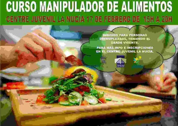 La Nucía · Últimas plazas del curso gratuito “Manipulador de Alimentos”   en el Centre Juvenil