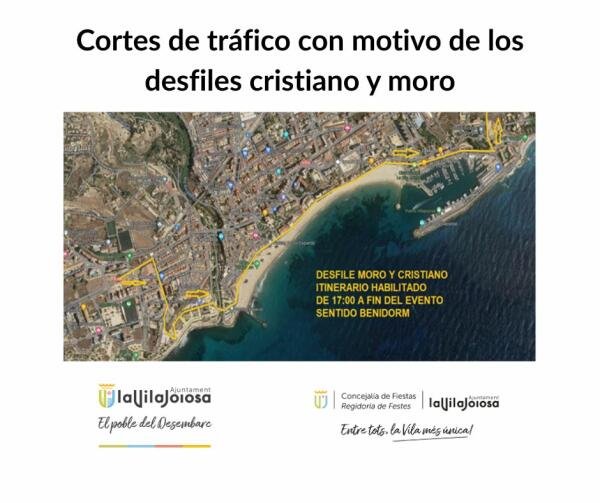 Cortes de calles y desvíos de tráfico durante las Fiestas de Moros y Cristianos de Villajoyosa