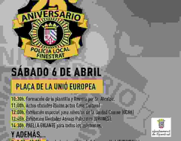 La Plaça de la Unió Europea se viste mañana de gala para acoger el 25 aniversario de la Policía Local de Finestrat
