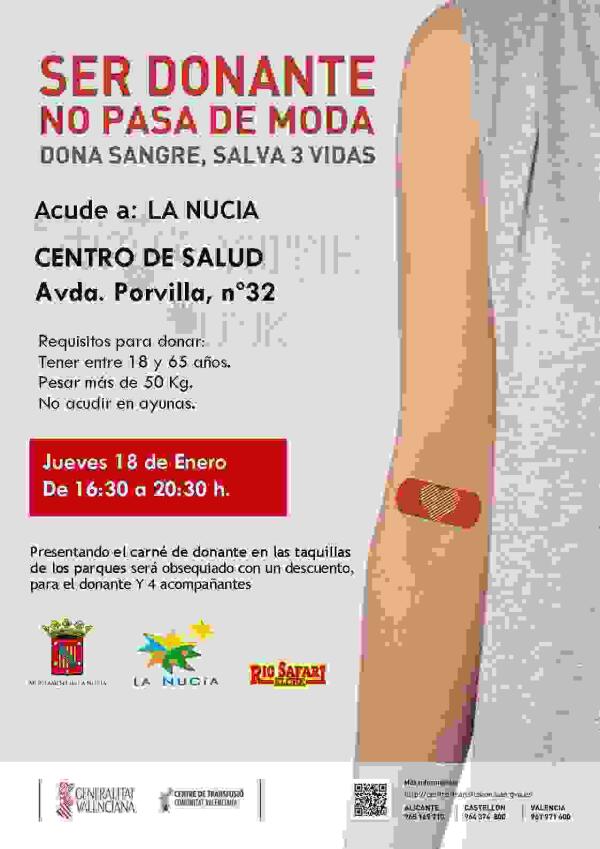 La Nuc&iacute;a &middot; Este jueves Donaci&oacute;n de Sangre en el Centre de Salut 