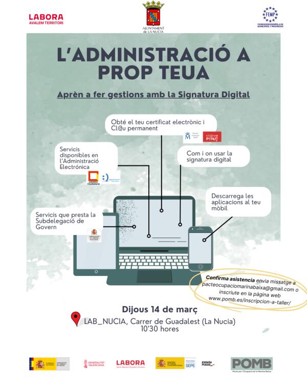 Lab_Nucia acogerá un taller sobre gestiones y servicios con Firma Digital 