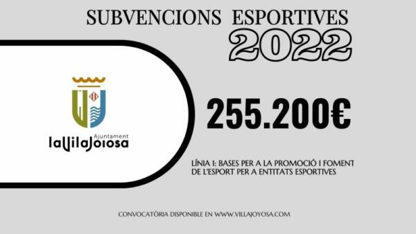 El Ayuntamiento de la Vila Joiosa abre el plazo de solicitudes para la línea 1 de ayudas económicas 2022 dirigidas a entidades deportivas locales 