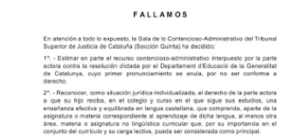 Una familia de Hablamos Español consigue una sentencia favorable con la nueva legislación catalana