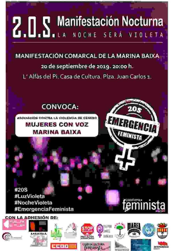 L’Alfàs acoge este viernes la manifestación comarcal ‘La Noche será Violeta’ contra la violencia de género 