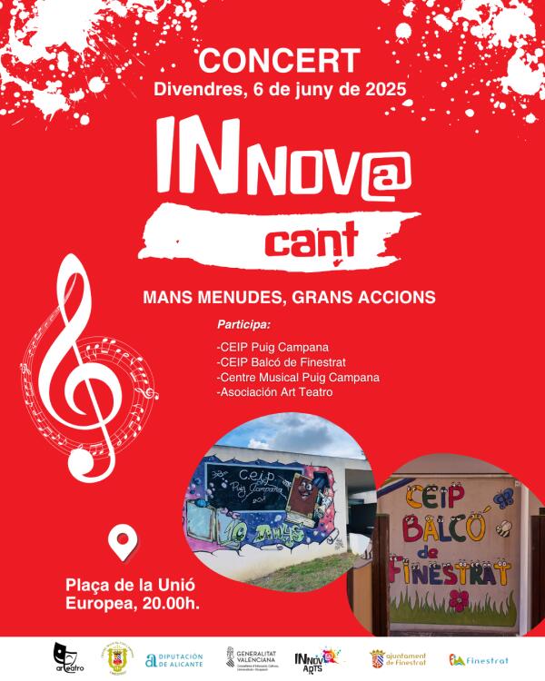 CERCA DE 200 ESCOLARES DE FINESTRAT CANTAN ESTE VIERNES JUNTO AL CENTRE MUSICAL PUIG CAMPANA Y EL GRUPO ARTEATRE EN LA PLAÇA DE LA UNIÓ EUROPEA 