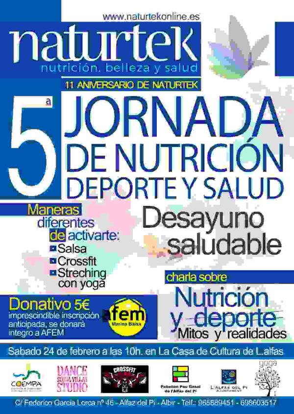 L&rsquo;Alf&agrave;s acoge este s&aacute;bado la quinta Jornada &lsquo;Nutrici&oacute;n, Deporte y Salud&rsquo; 
