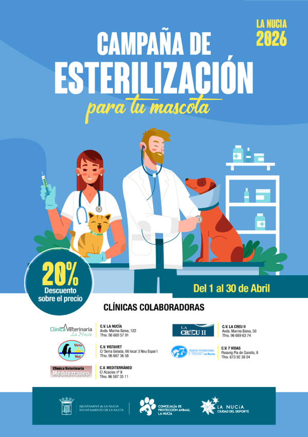 La Campa&ntilde;a de Esterilizaci&oacute;n de Mascotas 2026 comenzar&aacute; el 1 de abril 