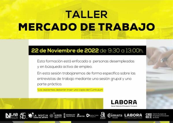 Mañana “Taller Mercado de Trabajo 2022” en el Lab_Nucia 