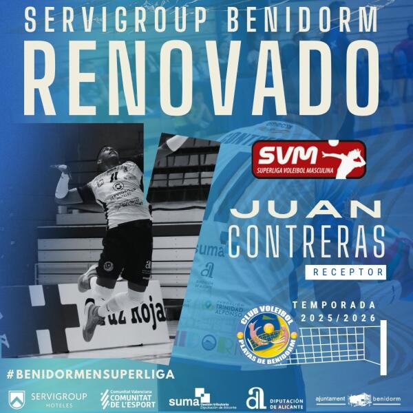 Juan Contreras renueva con el Servigroup Benidorm y debutará en la Superliga Masculina 