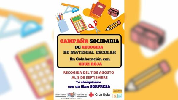 La red de bibliotecas de Benidorm y Cruz Roja inician una campaña de recogida de material escolar  