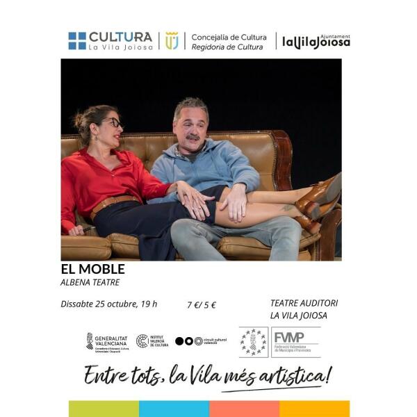 La comedia “El Moble”, de Albena Teatre, llega a Villajoyosa como un reflejo humorístico de los conflictos de pareja  