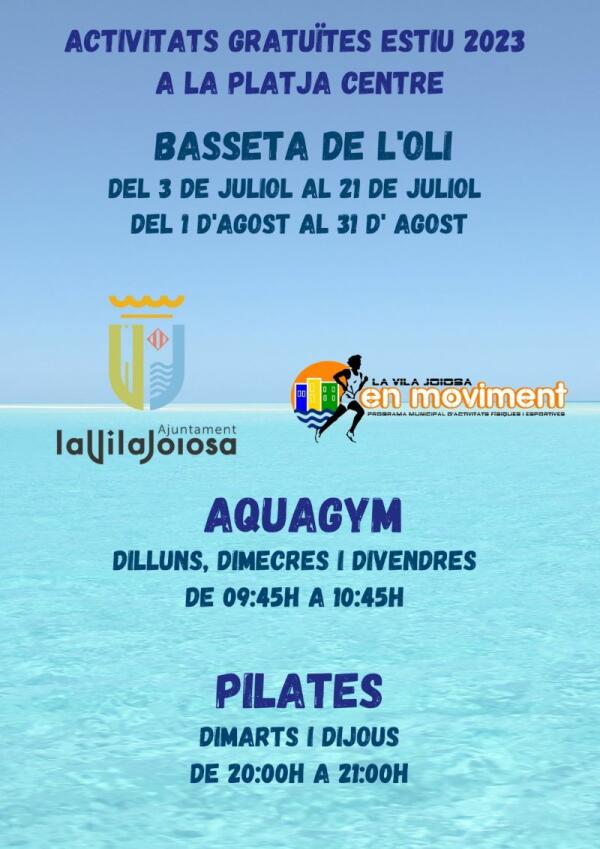 Empiezan las clases gratuitas de aquagym y pilates en la playa centro de la Vila Joiosa 