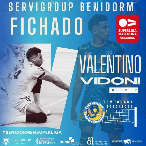 Valentino Vidoni, talento internacional para el debut del Servigroup Benidorm en Superliga Masculina