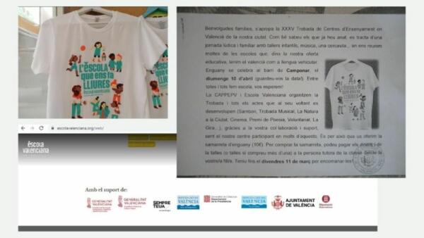 HABLAMOS ESPAÑOL RECOGE LAS PROTESTAS DE FAMILIAS POR LA PROMOCIÓN DE ESCOLA VALENCIANA Y LA VENTA DE SUS CAMISETAS EN LOS CENTROS DE ENSEÑANZA