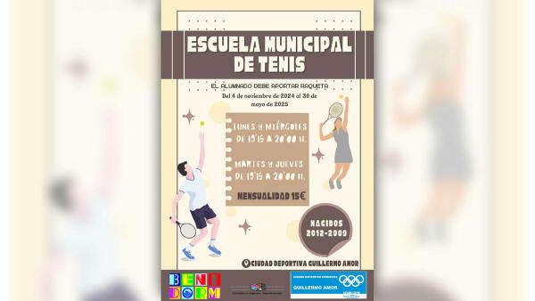 Benidorm inicia en noviembre los cursos de la Escuela Municipal de Tenis 